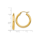14k Yellow Gold Hoop Earrings, Medium Thick Round Hoops with Latch Back Closure