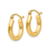 14k Yellow Gold Hoop Earrings, Medium Thick Classic Smooth Finish Hoops with Hinged Snap Closure