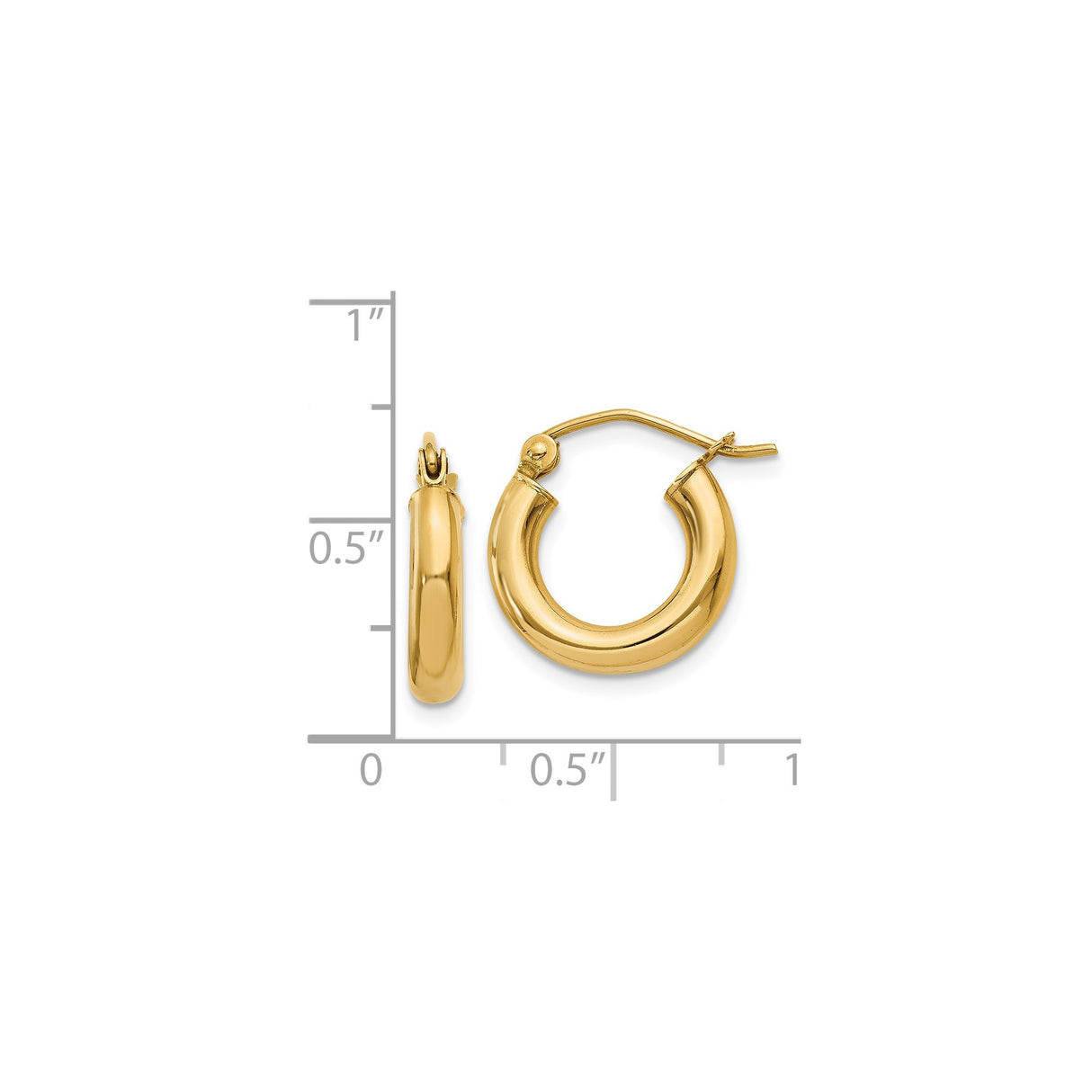 14k Yellow Gold Hoop Earrings, Classic Round Huggie, Polished Minimalist Style for Women
