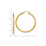 14k Yellow Gold Hoop Earrings, Lightweight Round Hoops with Polished Finish and Latch Back Closure