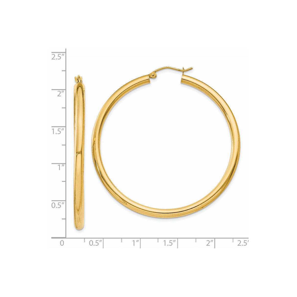 14k Yellow Gold Hoop Earrings, Polished Finish, Latch Back, Lightweight Minimalist Style