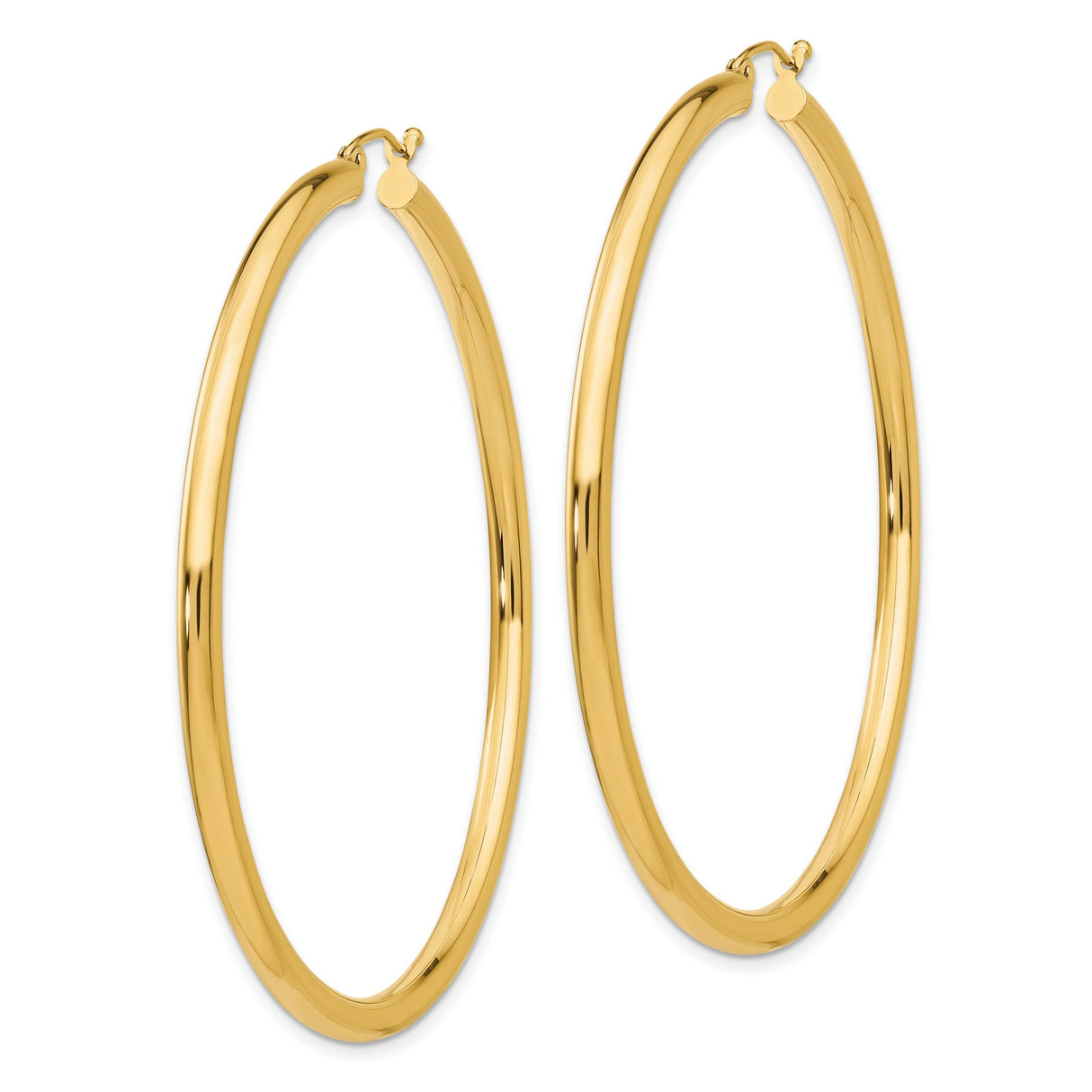 14k Yellow Gold Hoop Earrings, Classic Round Polished Design, Lightweight Medium Size