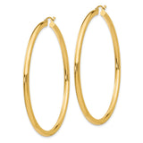14k Yellow Gold Hoop Earrings, Classic Round Polished Design, Lightweight Medium Size