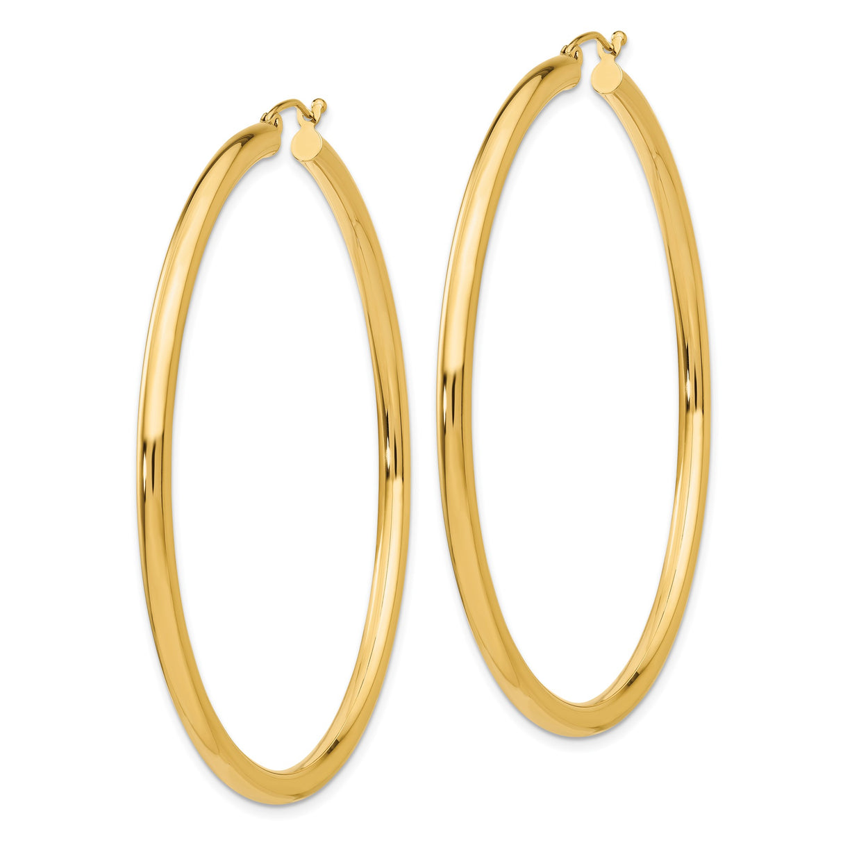 14k Yellow Gold Hoop Earrings, Large Lightweight Polished Minimalist Style for Women
