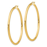 14k Yellow Gold Hoop Earrings, Large Lightweight Polished Minimalist Style for Women