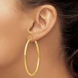 14k Yellow Gold Hoop Earrings, Large Lightweight Polished Minimalist Style for Women
