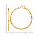 14k Yellow Gold Hoop Earrings, Large Lightweight Polished Minimalist Style for Women