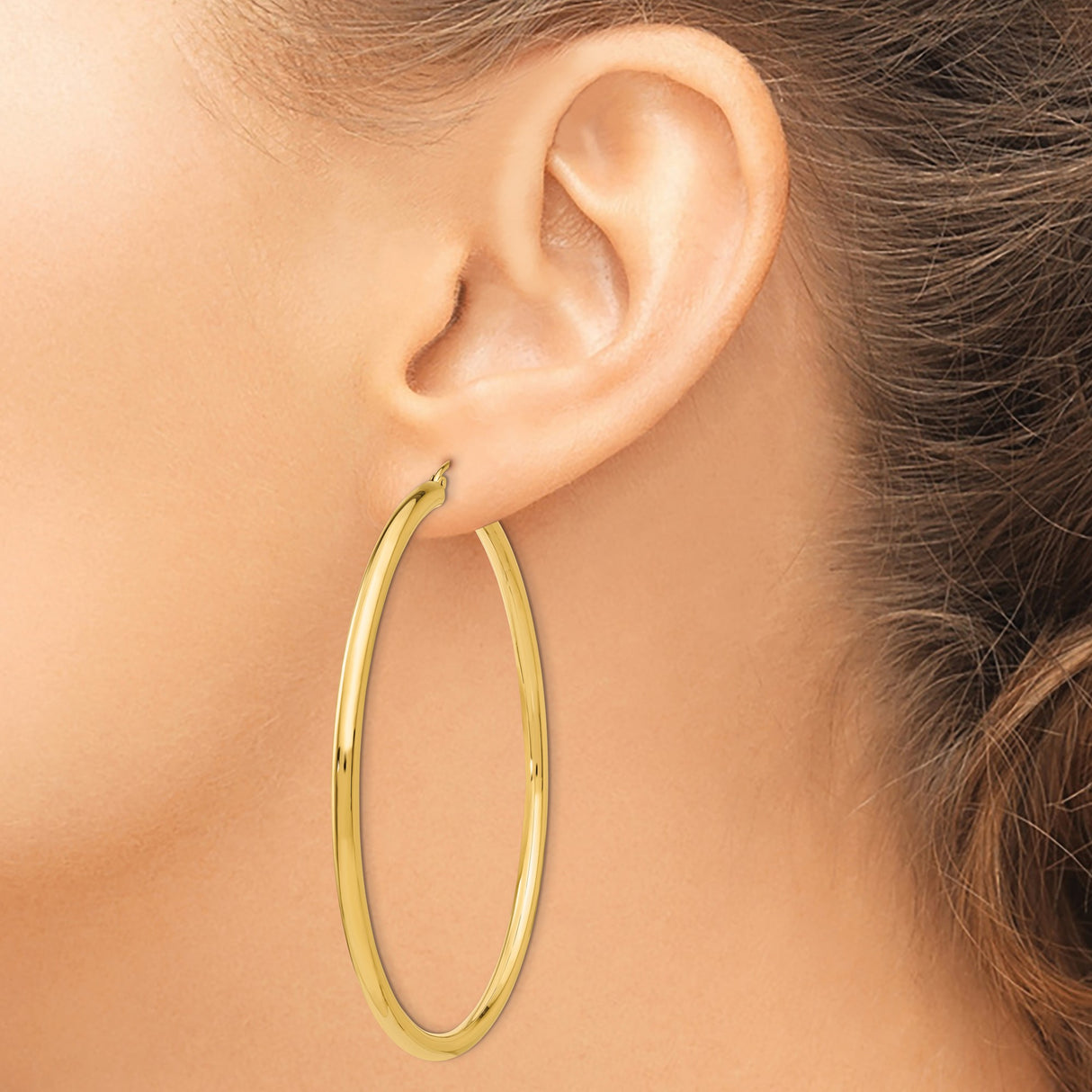 14k Yellow Gold Hoop Earrings, Thin Lightweight Round Design, Minimalist Everyday Style for Women
