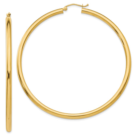 14k Yellow Gold Hoop Earrings, Thin Lightweight Round Design, Minimalist Everyday Style for Women