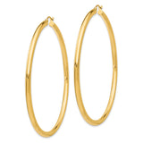 14k Yellow Gold Hoop Earrings, Smooth Polished Round Hoops, Lightweight Minimalist Design