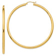 14k Yellow Gold Hoop Earrings, Smooth Polished Round Hoops, Lightweight Minimalist Design
