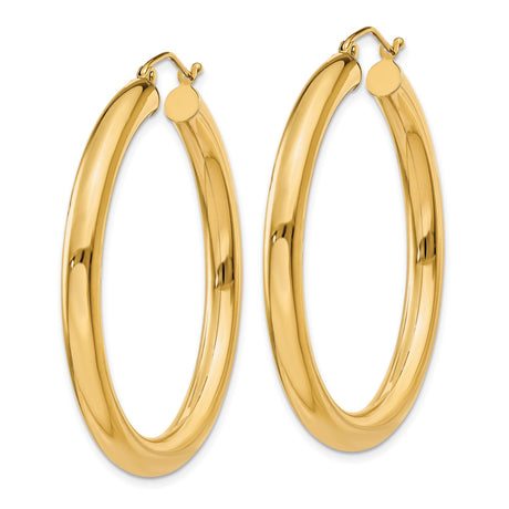14k Yellow Gold Hoop Earrings, Classic Polished Round Hoops, Lightweight Minimalist Design for Women