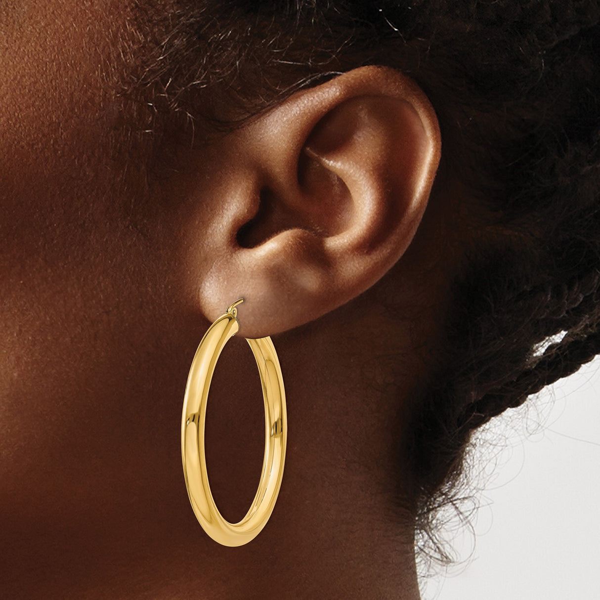 14k Yellow Gold Hoop Earrings, Classic Polished Round Hoops, Lightweight Minimalist Design for Women