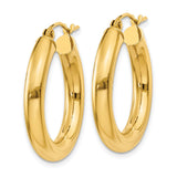 14k Yellow Gold Hoop Earrings, Classic Round Design with High Polish Finish, Lightweight Style