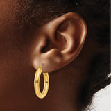 14k Yellow Gold Hoop Earrings, Classic Round Design with High Polish Finish, Lightweight Style