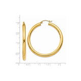 14k Yellow Gold Hoop Earrings, Classic Round Polished Design, Lightweight Fine Jewelry for Women
