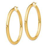 14k Yellow Gold Hoop Earrings, Polished Finish, Latch Back, Classic Round Design for Women