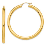 14k Yellow Gold Hoop Earrings, Polished Finish, Latch Back, Classic Round Design for Women