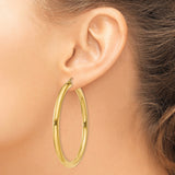 14k Yellow Gold Hoop Earrings, Polished Round Design with Secure Latch Back