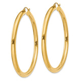 14k Yellow Gold Hoop Earrings, Classic Polished Round Design, Lightweight Unisex Style
