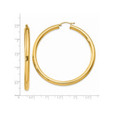 14k Yellow Gold Hoop Earrings, Classic Polished Round Design, Lightweight Unisex Style