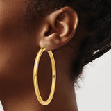 14k Yellow Gold Hoop Earrings, Polished Round Design with Latch Back Closure, Minimalist Style
