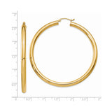 14k Yellow Gold Hoop Earrings, Polished Round Design with Latch Back Closure, Minimalist Style