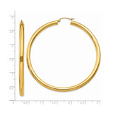 14k Yellow Gold Hoop Earrings, Lightweight Smooth Polished Round Classic Design for Women