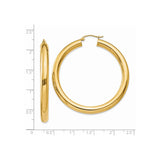14k Yellow Gold Hoop Earrings, Classic Round Tube Design with High-Polish Finish, Lightweight Style