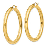 14k Yellow Gold Hoop Earrings, Classic Round Tube Design, Polished Minimalist Style