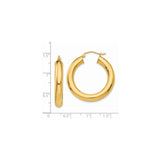14k Yellow Gold Hoop Earrings, Round Tube Design with Latch Back Closure, Polished Finish