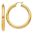 14k Yellow Gold Hoop Earrings, Classic Round Tube Design with Polished Finish, Medium Size