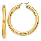 14k Yellow Gold Hoop Earrings, Classic Round Smooth Thick Hoops, High-Polish Minimalist Style