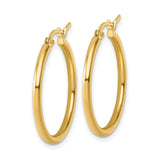 10k Yellow Gold Hoop Earrings, Lightweight Polished Round Hoops with Hinged Clasp for Women