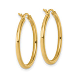 10k Yellow Gold Hoop Earrings, Lightweight Polished Round Hoops with Hinged Clasp for Women