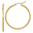 10k Yellow Gold Hoop Earrings, Polished Round Design with Latch-Back Closure