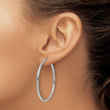 10k White Gold Hoop Earrings, Polished Finish, Minimalist Design for Women