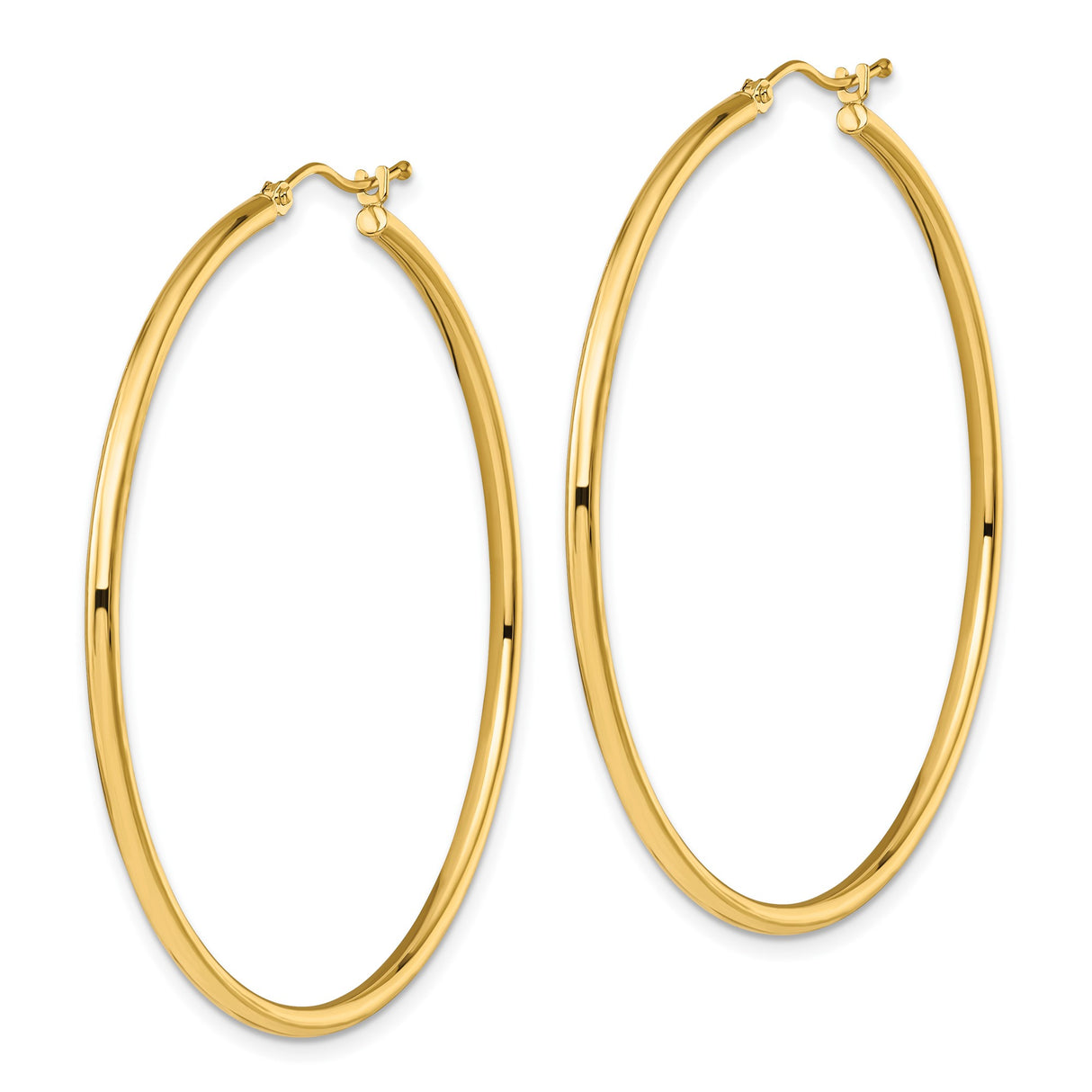 10k Yellow Gold Hoop Earrings, Classic Round Polished Hoops with Latch-Back Closure