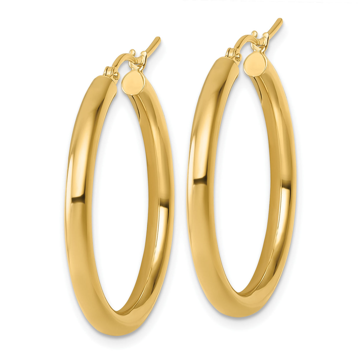 10k Yellow Gold Hoop Earrings, Classic Round Design with High-Polish Finish for Women