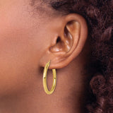 10k Yellow Gold Hoop Earrings, Classic Round Design with High-Polish Finish for Women