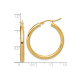 10k Yellow Gold Hoop Earrings, Classic Round Design with High-Polish Finish for Women