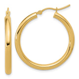 10k Yellow Gold Hoop Earrings, Classic Round Design with High-Polish Finish for Women