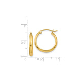 14k Yellow Gold Hoop Earrings, Polished Round Lightweight Design with Latch Back Closure