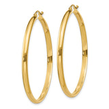 14k Yellow Gold Hoop Earrings, Classic Polished Large Round Lightweight Design for Women