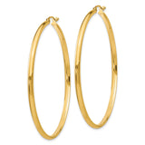 14k Yellow Gold Hoop Earrings, Large Polished Classic Design for Women