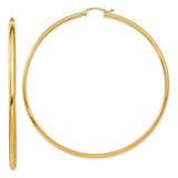 14k Yellow Gold Hoop Earrings, Lightweight Medium Size, Classic High Polish Finish for Women
