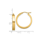 14k Yellow Gold Hoop Earrings, Smooth Polished Medium Lightweight Round Design