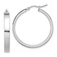 14k White Gold Hoop Earrings, Polished Silver Tone, Classic Round Mirror Finish