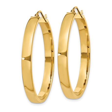 14k Yellow Gold Hoop Earrings, Classic Polished Round Design, Lightweight Minimalist Style