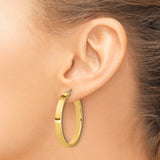 14k Yellow Gold Hoop Earrings, Classic Polished Round Design, Lightweight Minimalist Style